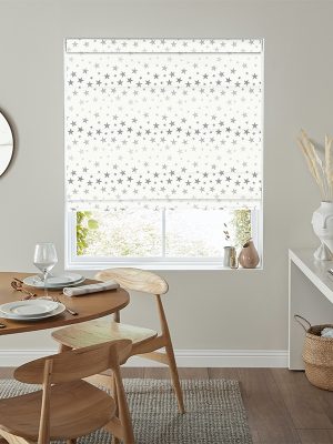 Twinkle Stars Silver Roman Blind
