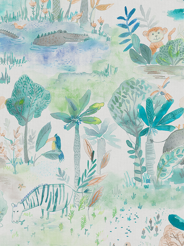 Jungle Fun Aqua Curtain Jungle Fun Aqua Curtain