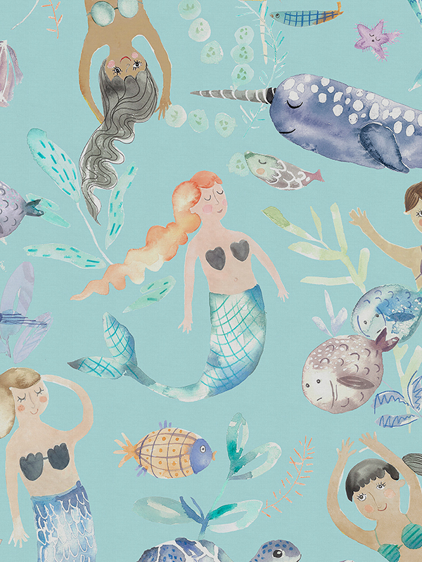 Mermaids Party Aqua Roller Blind Mermaids Party Aqua Roller Blind