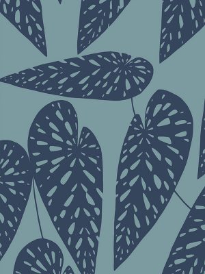 Tropics Blue Leaf Roman Blind