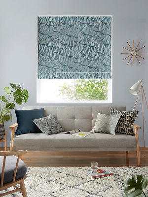 Frontier Blue Green Roman Blind